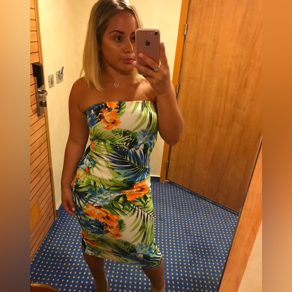 Tropical Strapless Dress